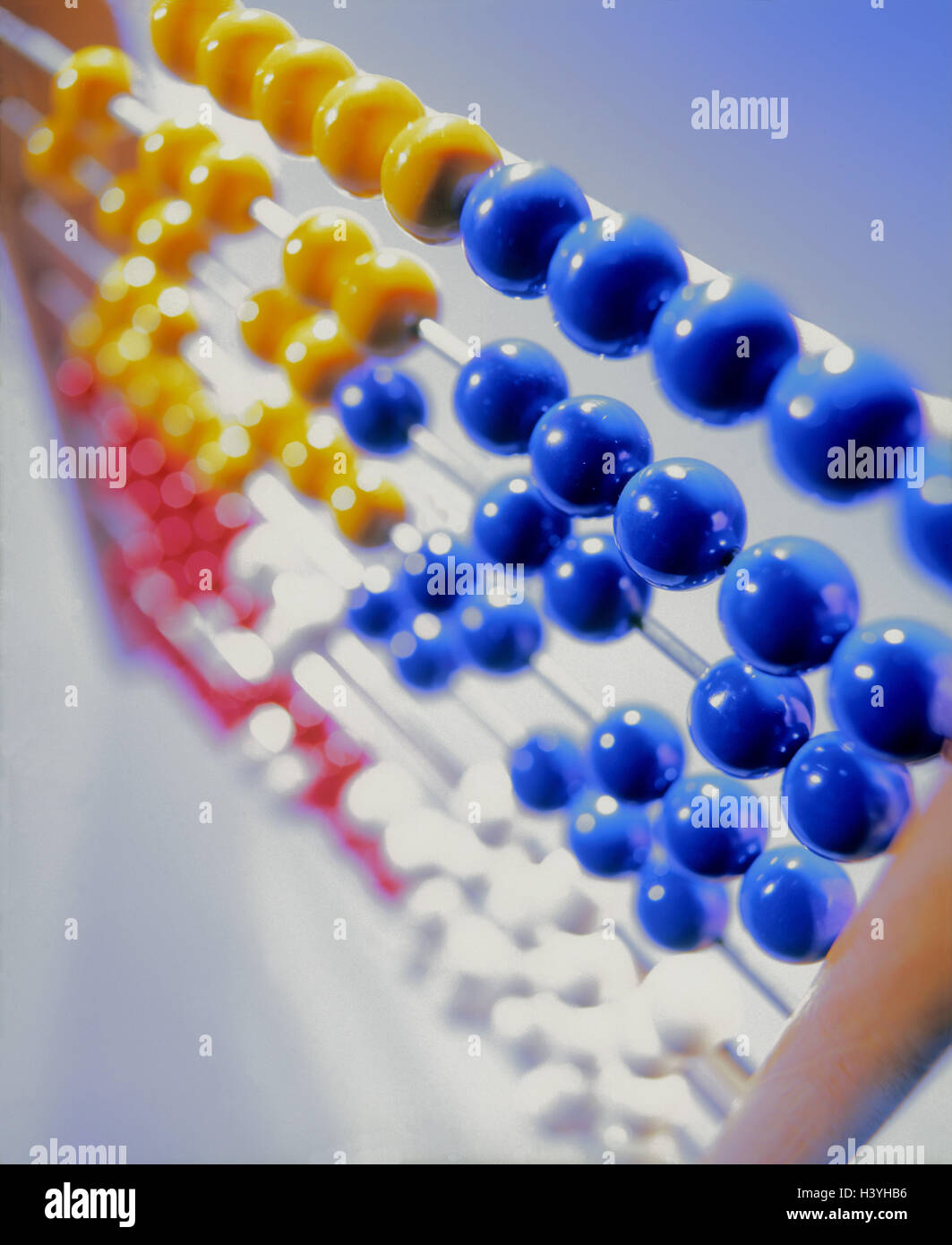 Abacus, close up, mathematics, slide rule, abacus, sphere, brightly, colourfully, addition, subtraction, detail, Still life, product photography, studio Stock Photo