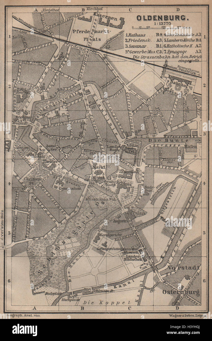 BAEDEKER 1904 map LÜBECK antique town city stadtplan Schleswig-Holstein karte