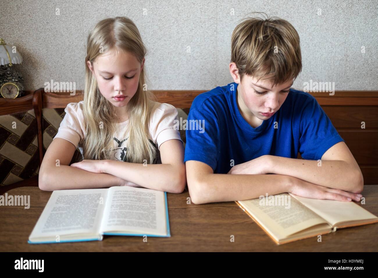 Kids reading Stock Photo