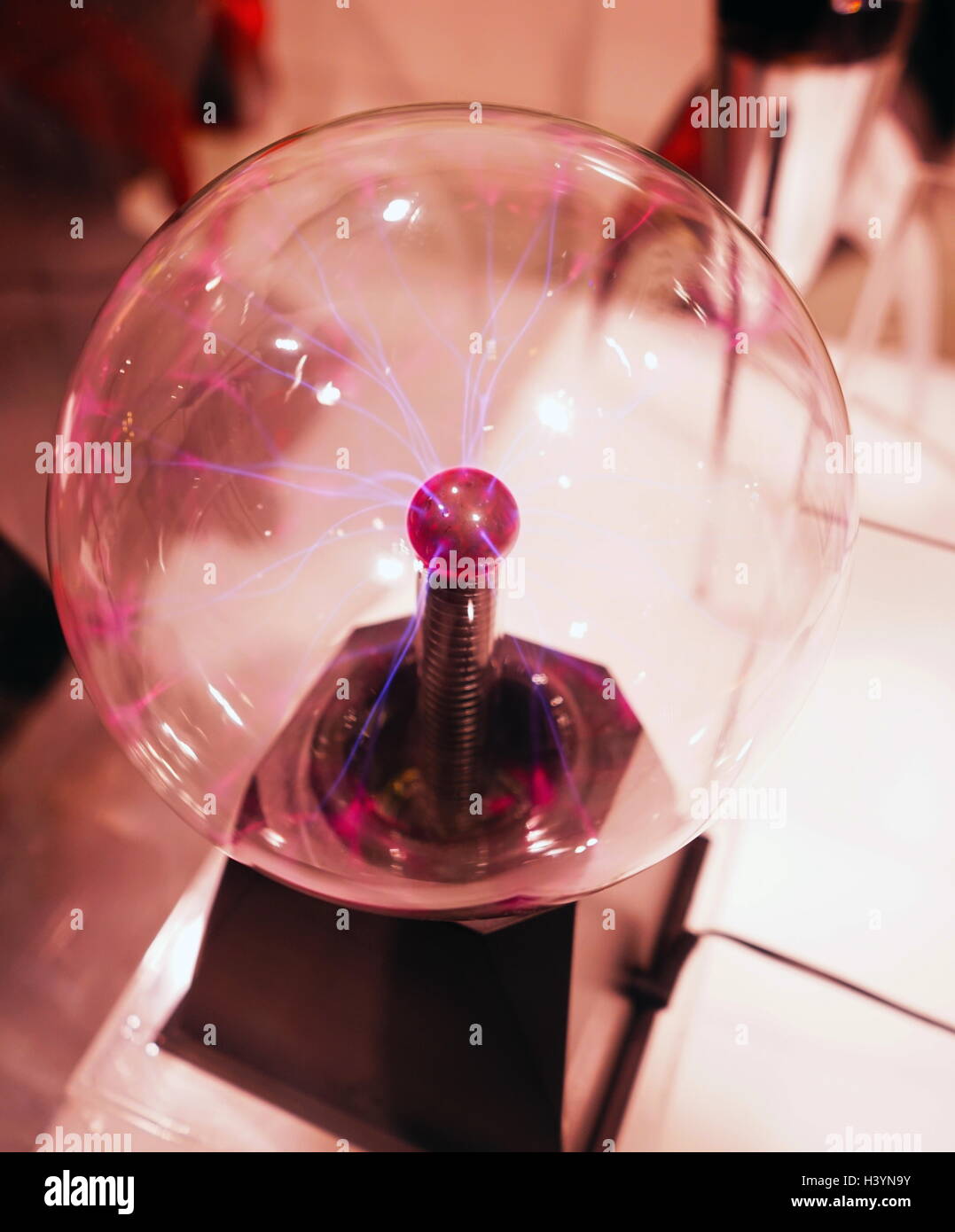 A plasma globe or plasma lamp (also called plasma ball, dome, sphere, tube  or orb, depending on shape) is (usually) a clear glass sphere filled with a  mixture of various noble gases