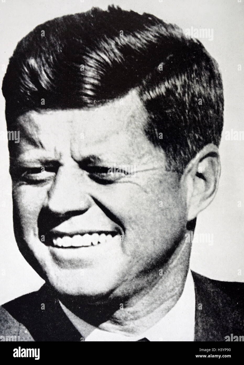 Photograph of former President John F. Kennedy (1917-1963) an American politician and former President of the United States of America until his assassination. Dated 20th Century Stock Photo
