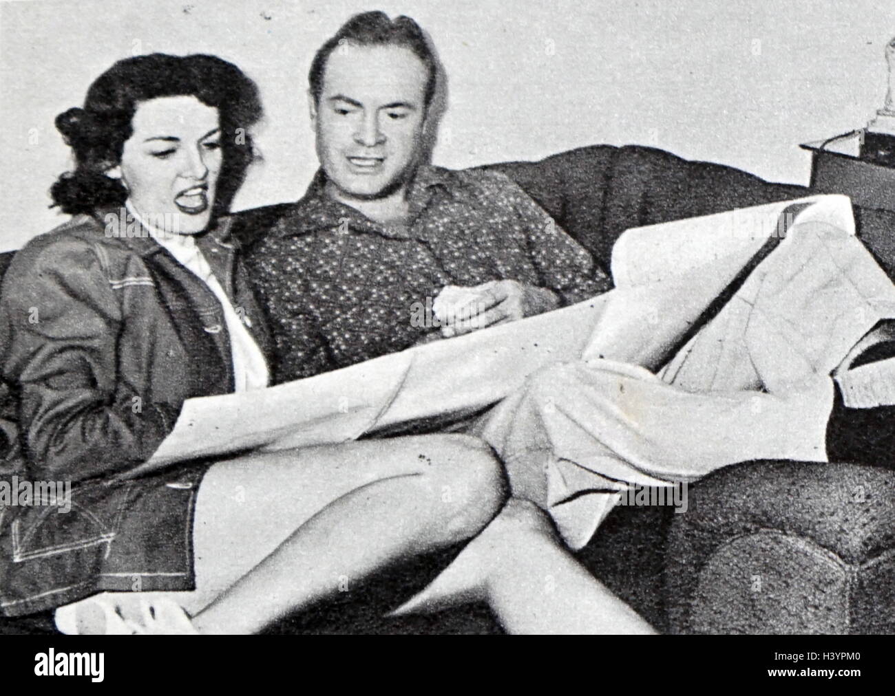 Photograph of Jane Russell and Bob Hope rehearsing their duet. Dated 20th Century Stock Photo