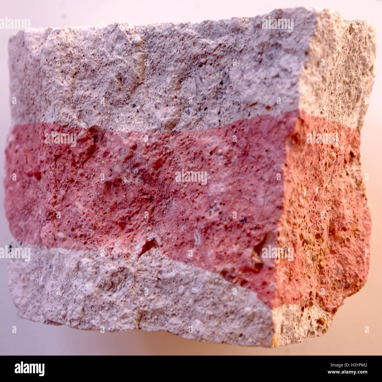 A sample of Bauxite, a rock formed from a laterite soil that has been severely leached of silica