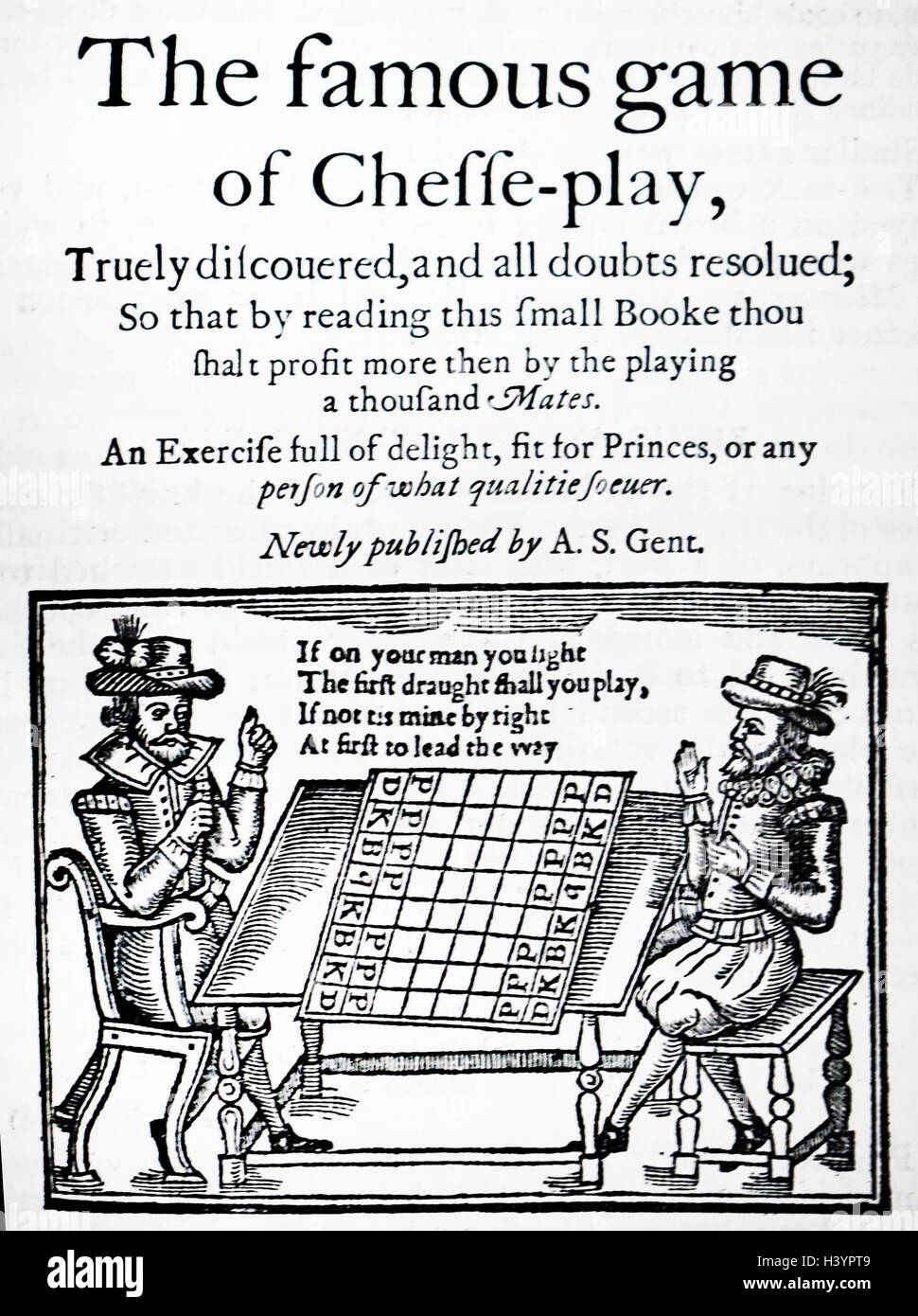 The famous game of Chess, depicted in an English, printed pamphlet of 1614 Stock Photo