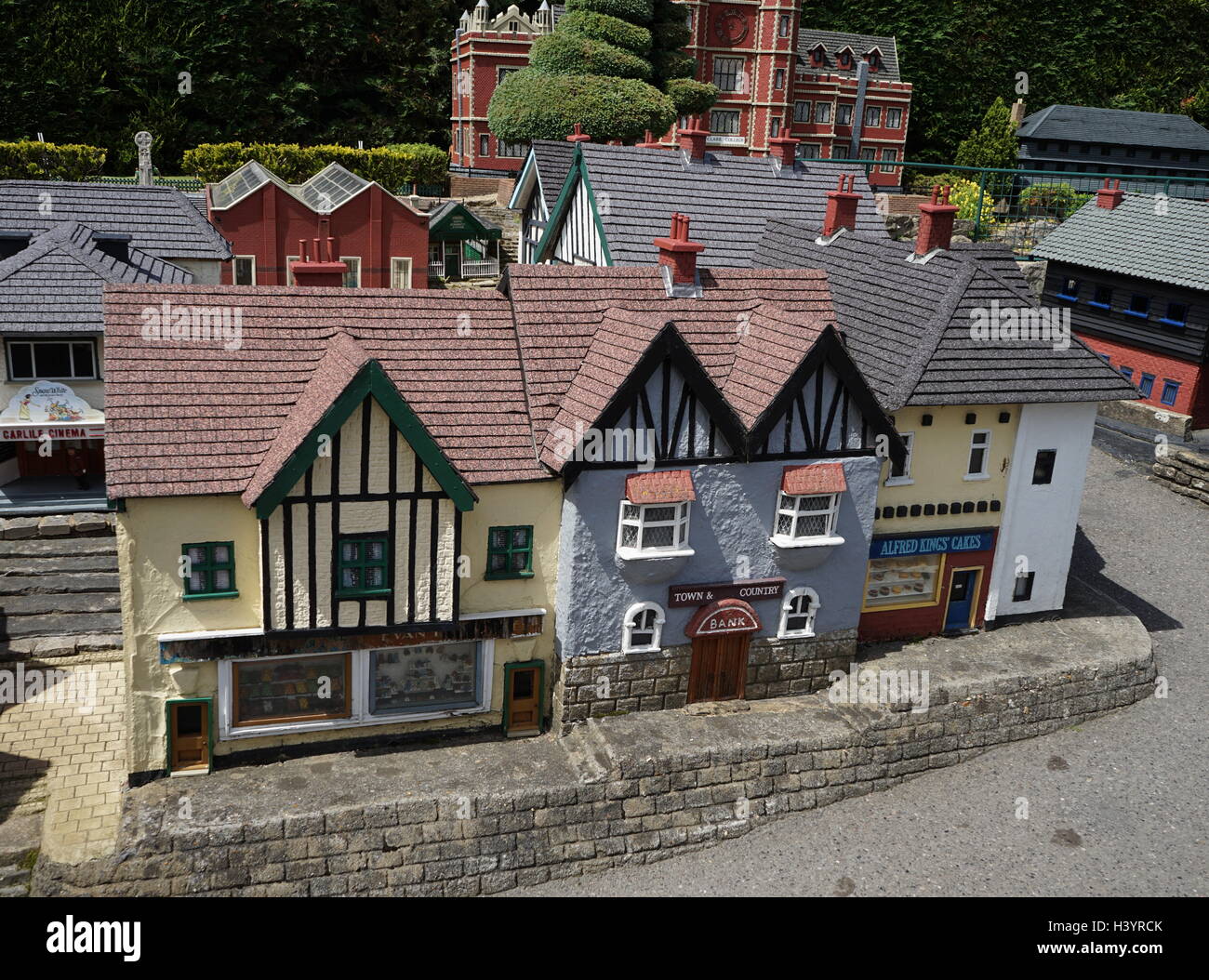 Village shops at Bekonscot in Beaconsfield, Buckinghamshire, England ...