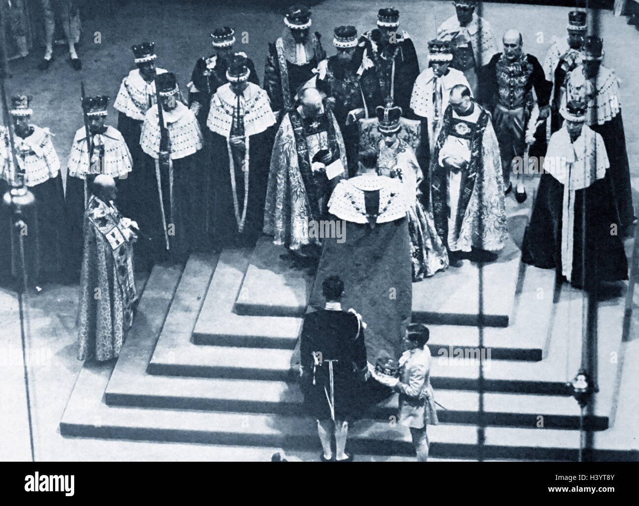 Photograph of Queen Elizabeth II's (1926-) coronation. Dated 20th Century Stock Photo