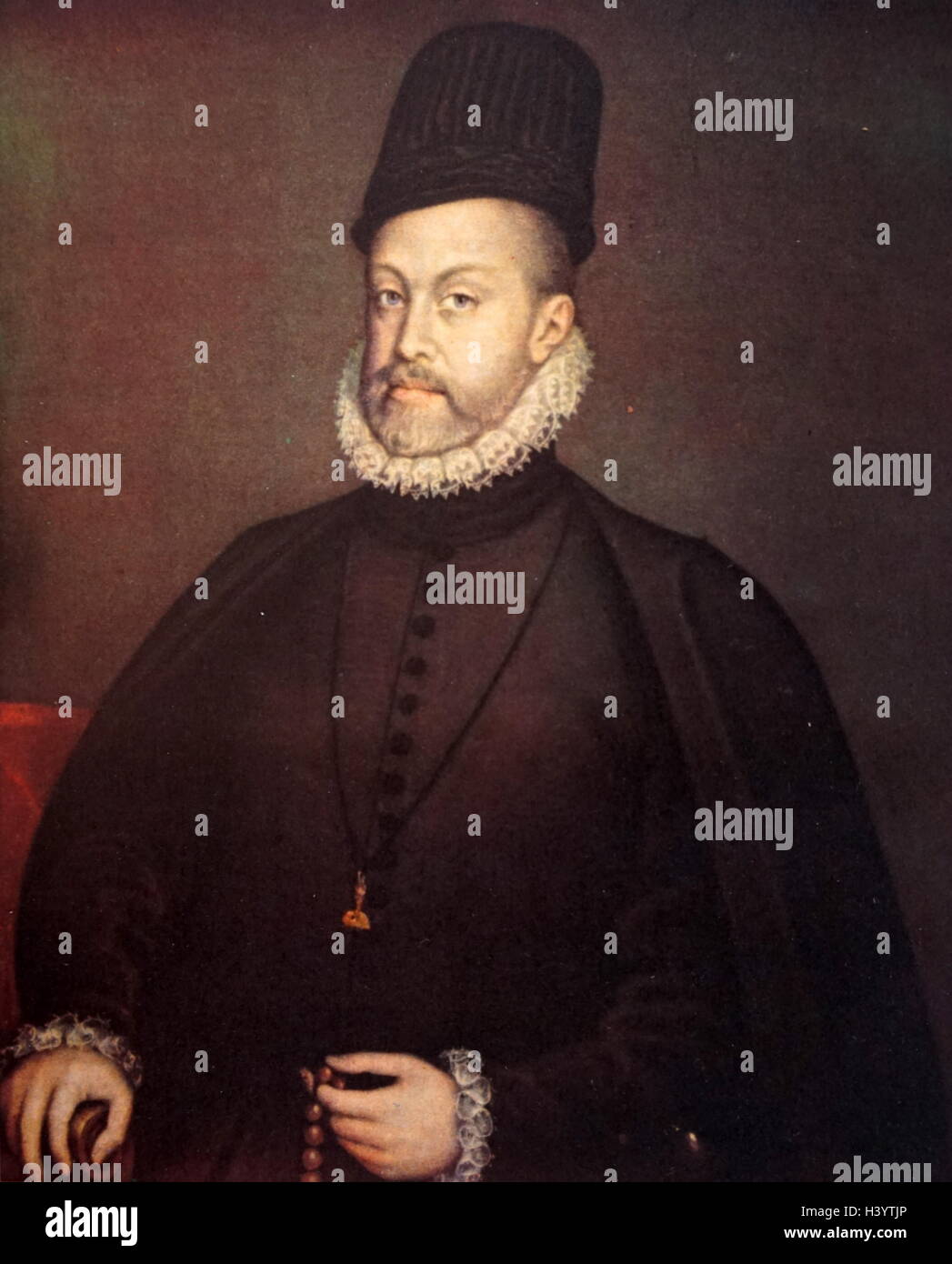 Portrait of Philip II of Spain (1527-1598) King of Spain, Portugal, Naples and Sicily. Dated 16th Century Stock Photo