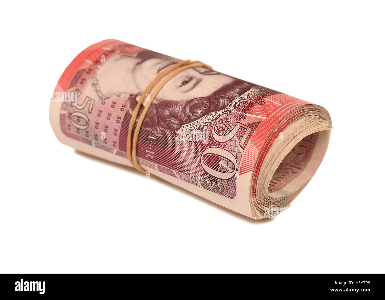 Money, fifty pound notes, banknotes, banknote, cash, currency, sterling, “British money” “British bank notes” Stock Photo