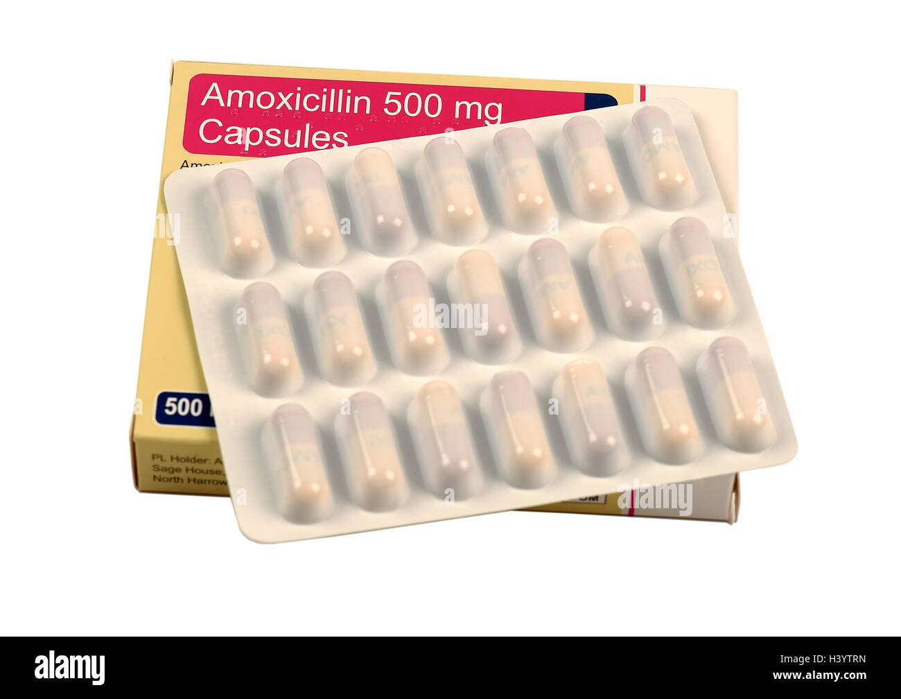 Amoxicillin, amoxycillin, antibiotic capsules Stock Photo