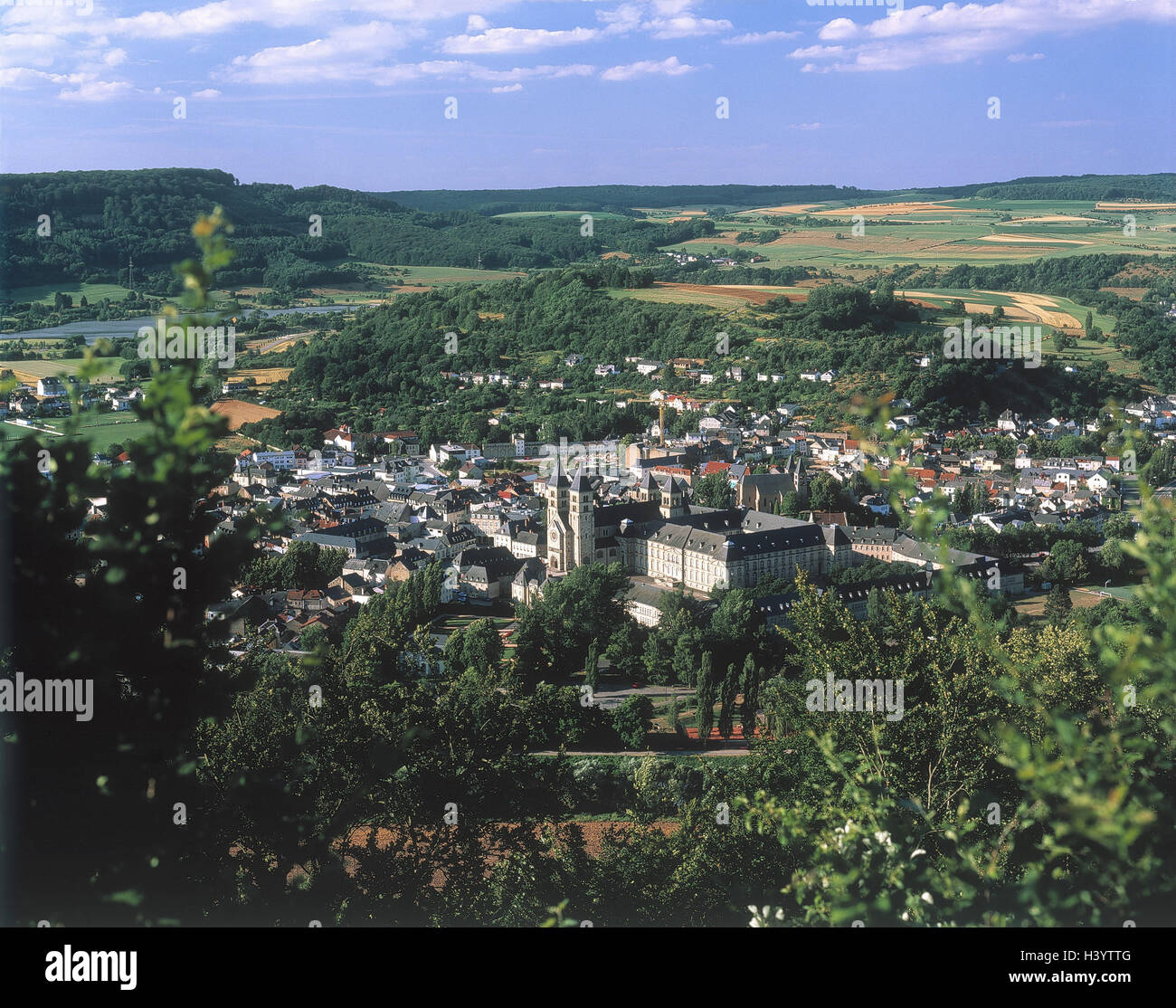 Luxembourg, Echternach, town overview, the Benelux Countries, Benelux, canton capital, town, church, houses, overview, scenery, summer Stock Photo