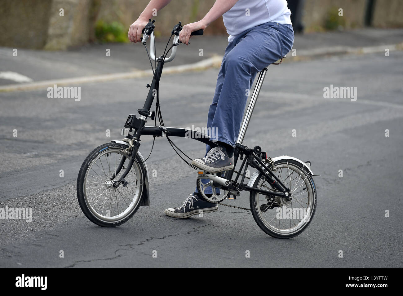 Brompton folding bike, bicycle, cycle, UK Stock Photo