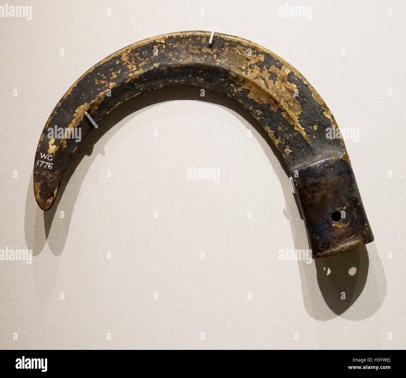 Bronze sickle from the Late Bronze Age. Dated 12th Century BC Stock Photo