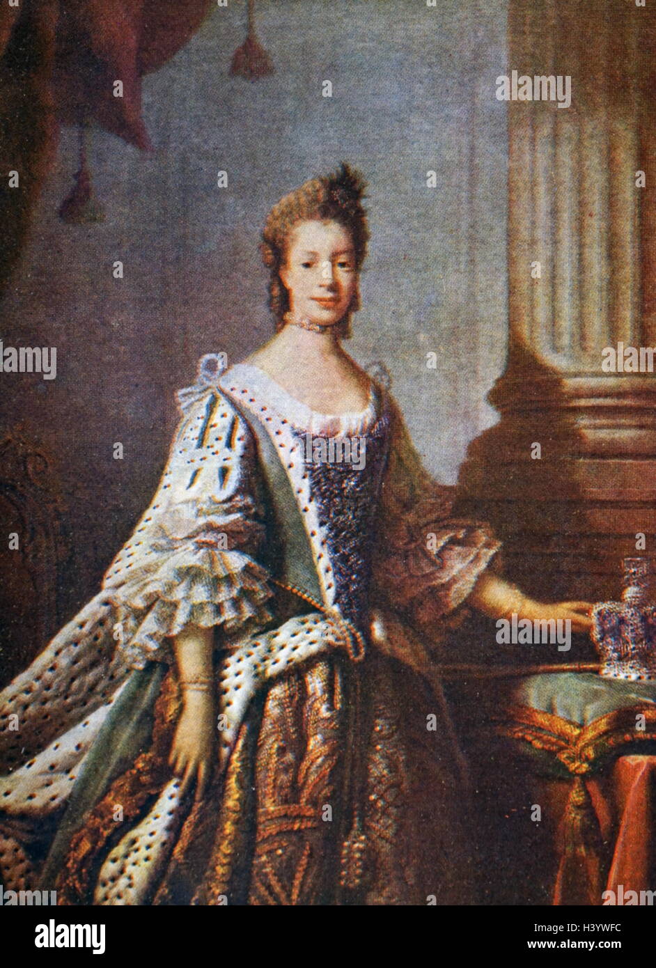 Portrait of Charlotte of Mecklenburg-Strelitz (1744-1818) in State Robes. Painted by Allan Ramsay (1713-1784) a Scottish portrait-painter. Dated 18th Century Stock Photo