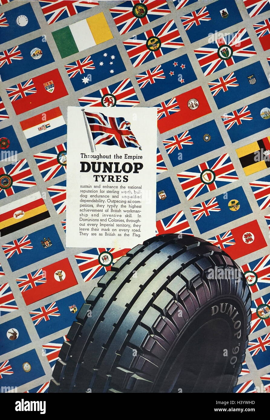 Advert for Dunlop Tyres. Dated 20th Century Stock Photo