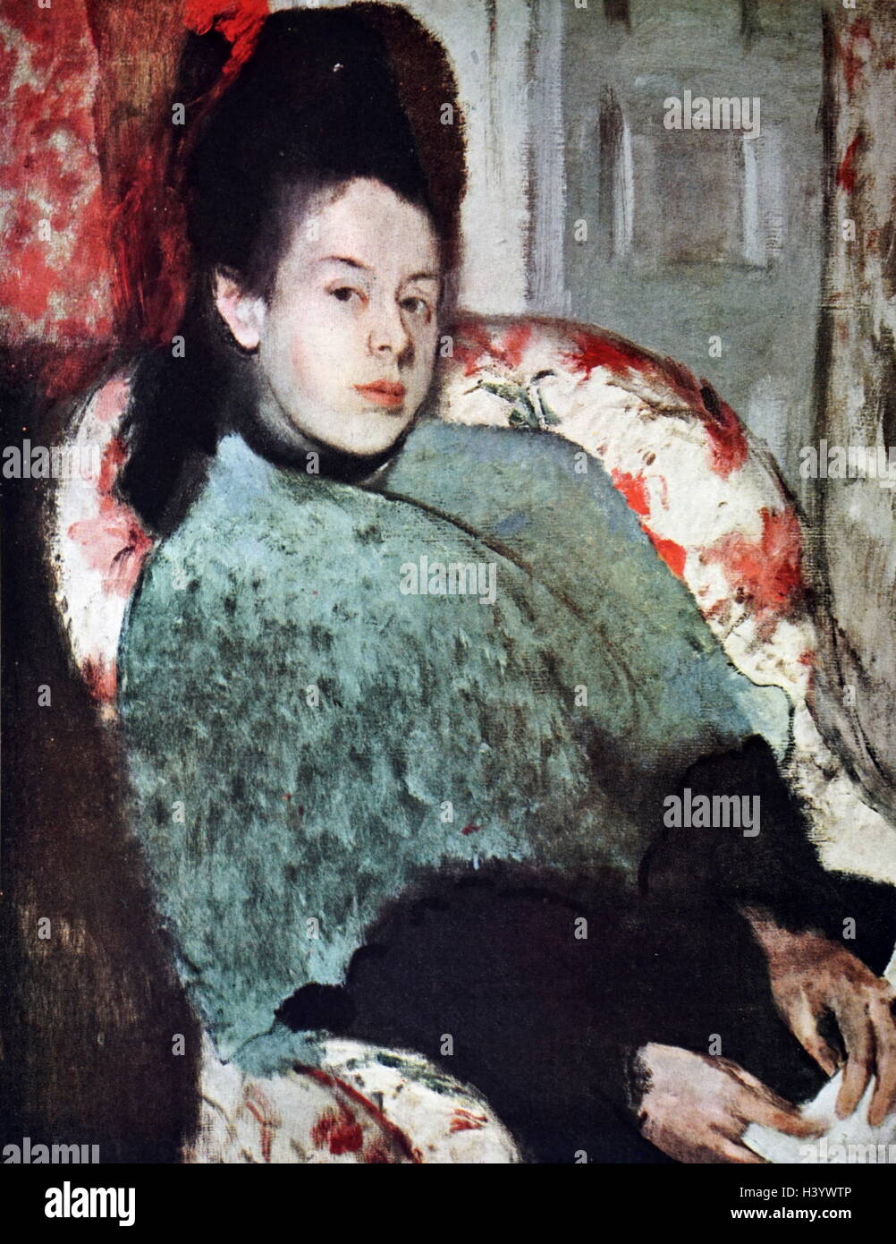 Painting titled ''portrait of Elena Carafa' by Edgar Degas (1834-1917) a French artist and sculptor. Dated 19th Century Stock Photo