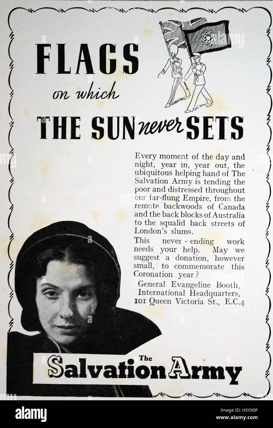Advert for the Salvation Army, a Christian church and international charitable organisation