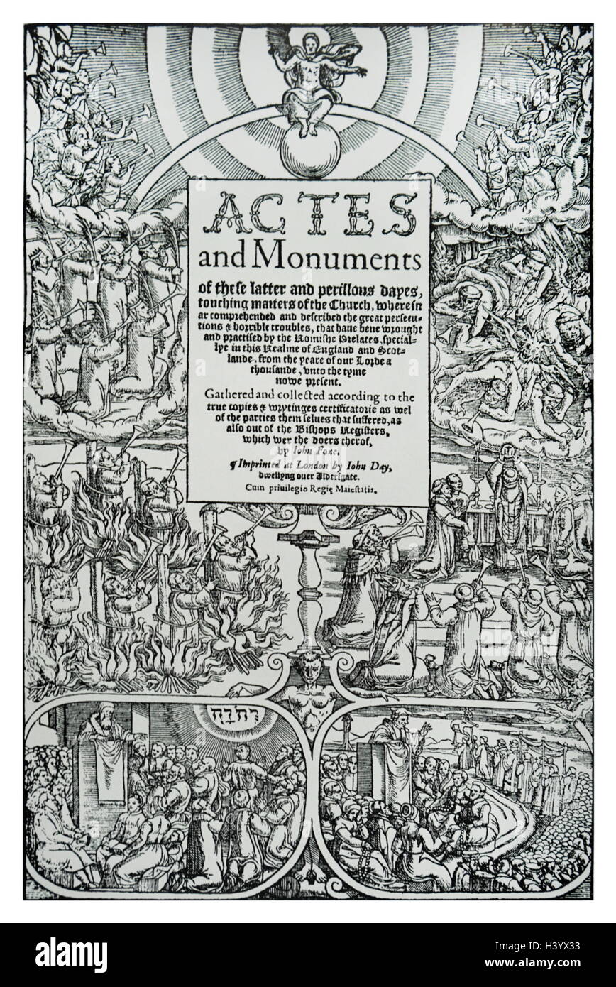 Title page from Actes and Monuments. Stock Photo
