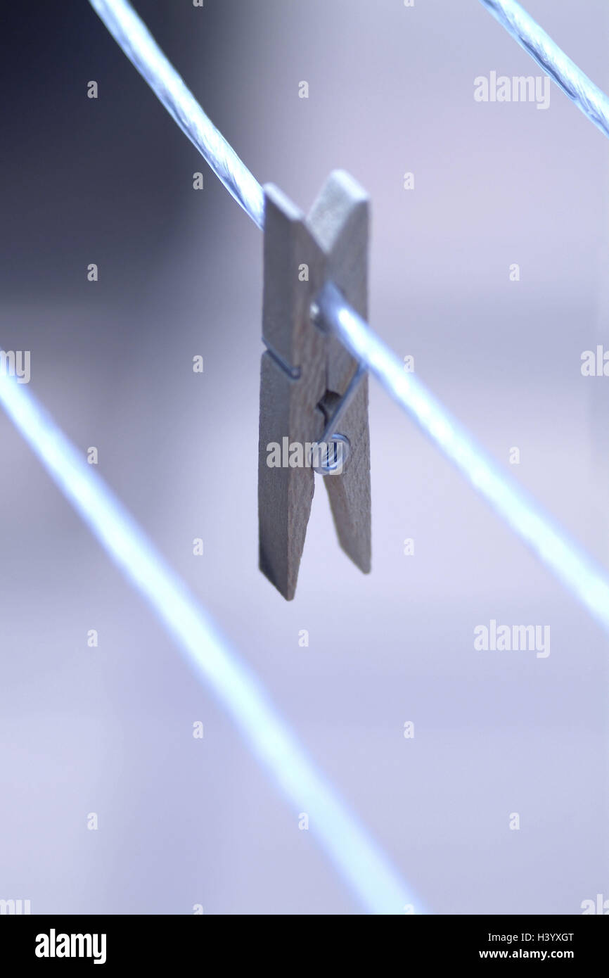 Clothesline, detail, wooden clothes peg, rope, strings, ropes, clothes