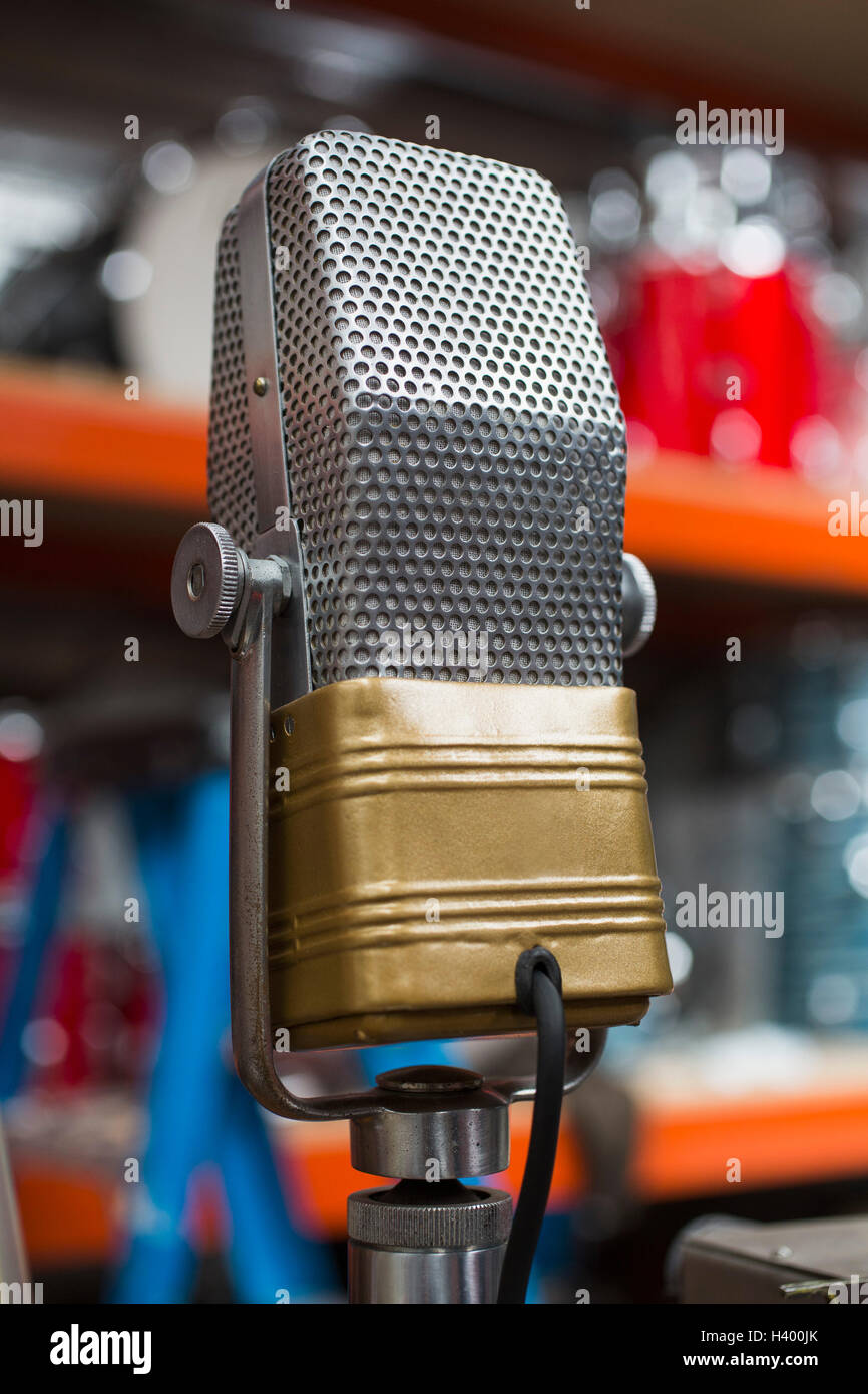 Close-up of microphone in recording studio Stock Photo