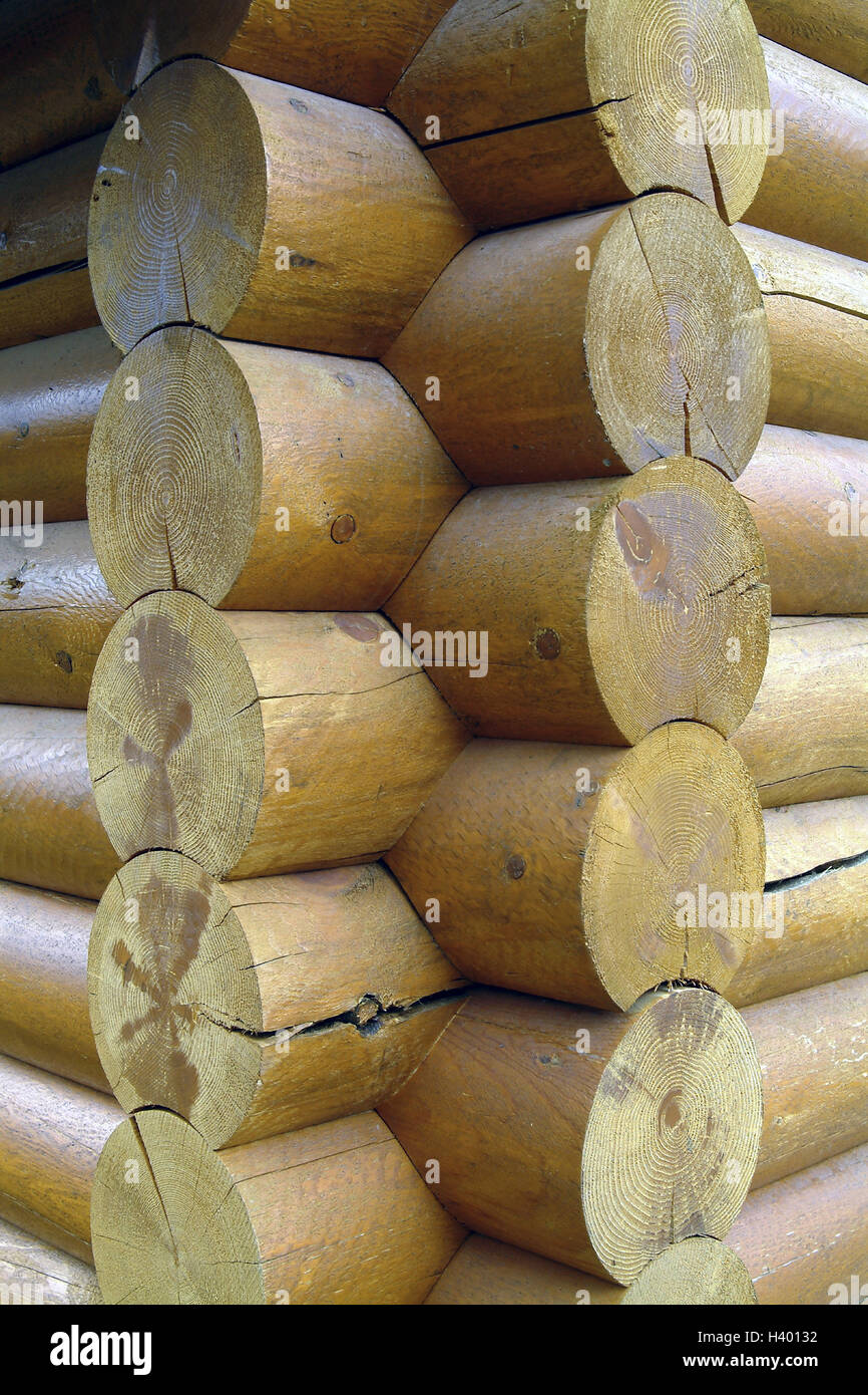 Log cabin, detail, North America, Canada, house, wooden house 