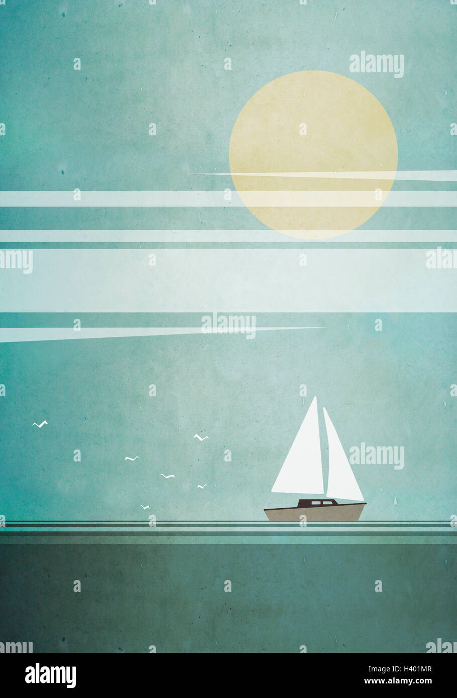 Illustration of boat sailing in sea on sunny day Stock Photo