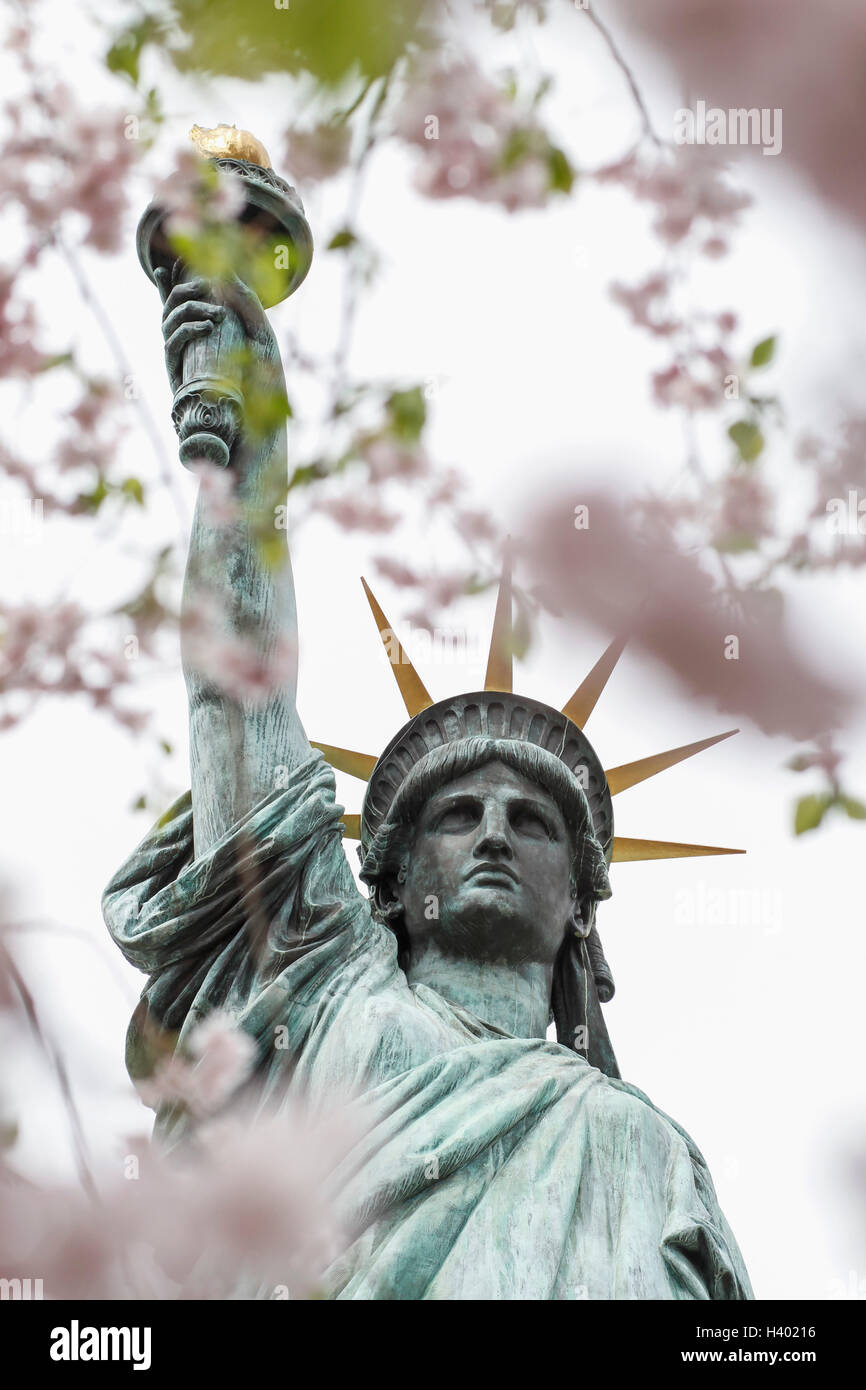 Replica of Statue of Liberty against clear sky, Tokyo, Japan Stock