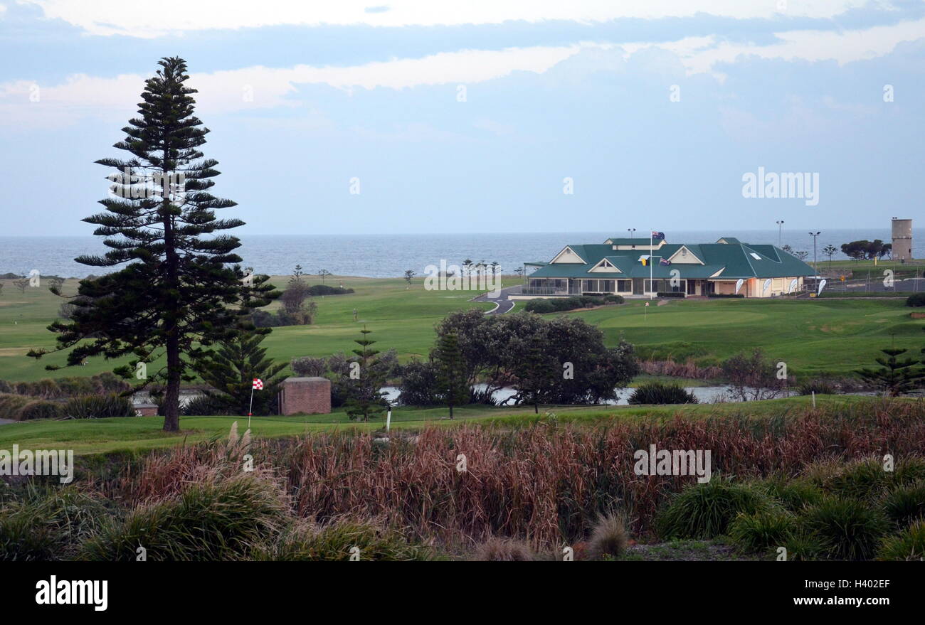 Sydney, Australia - March 16, 2013. The Coast Golf Club and golf course in Little Bay at Sunset. Stock Photo