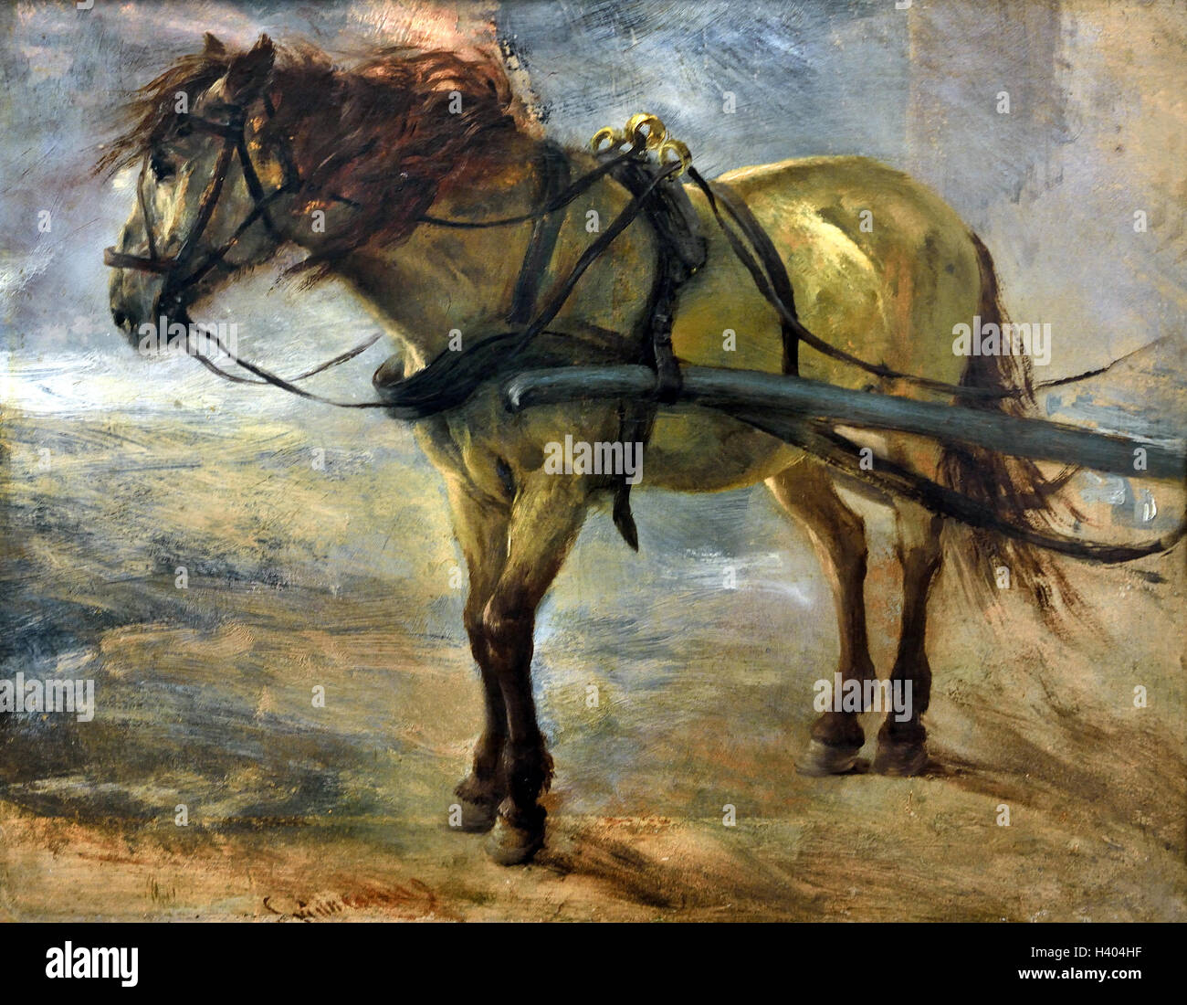 Karrengaul - Horse cart 1844 Adolph Menzel 1815-1905 German Germany Stock Photo
