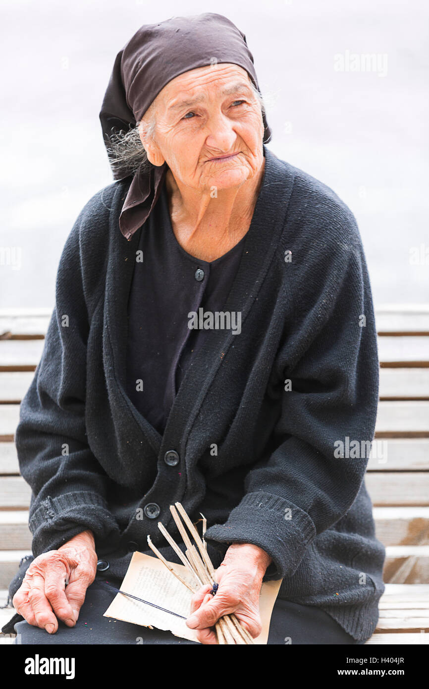 Elderly woman from Georgia, Southern Caucasus. Stock Photo