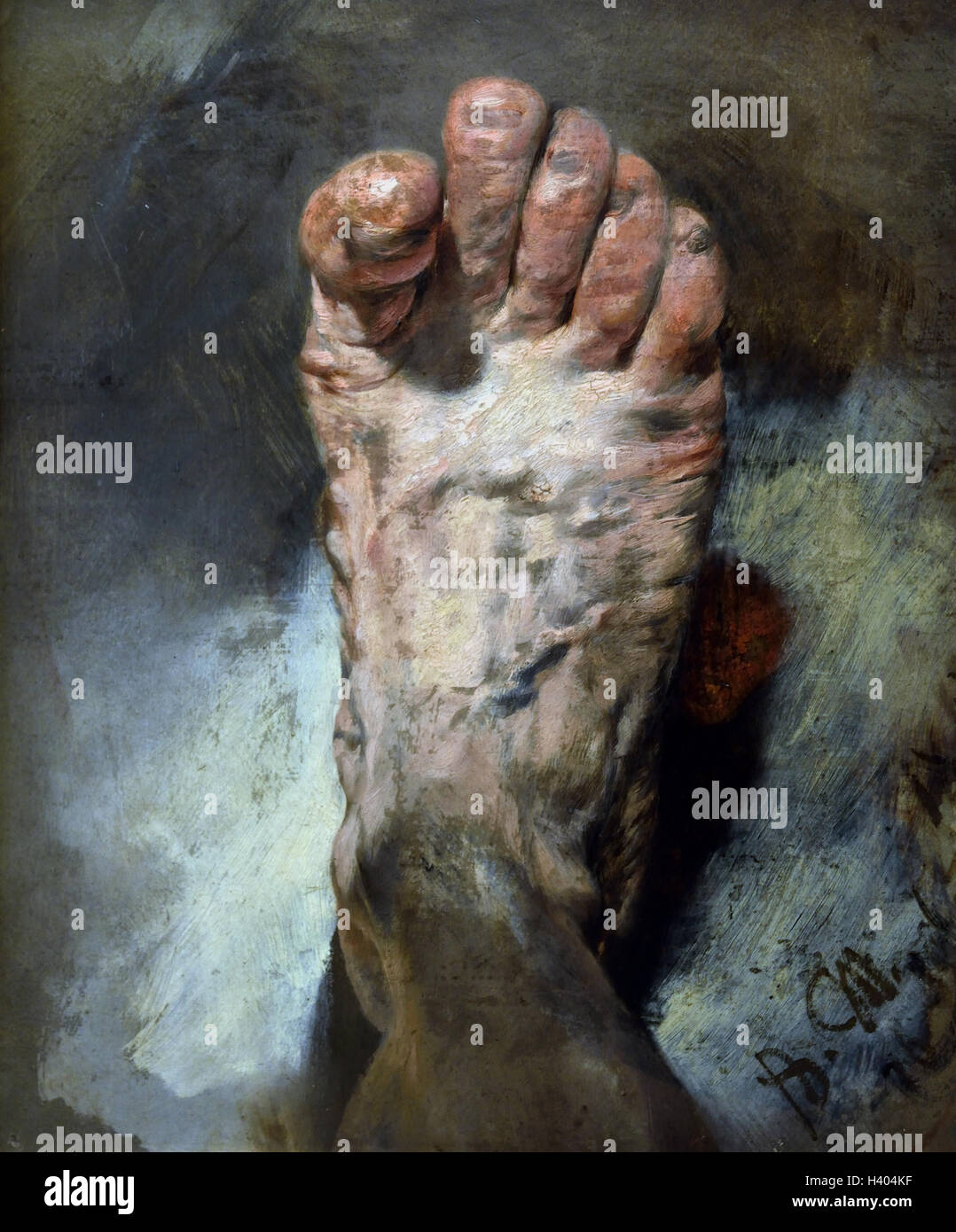 Der Fuss des Kunstlers - The Foot of the Artist 1876  Adolph Menzel 1815-1905 German Germany Stock Photo