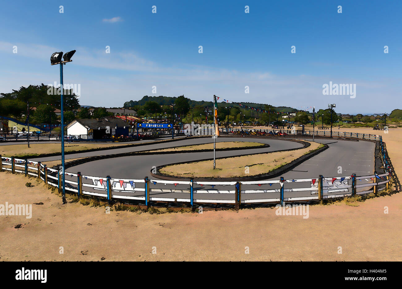 Go Kart track illustration Dawlish Warren Devon England uk Stock Photo Alamy