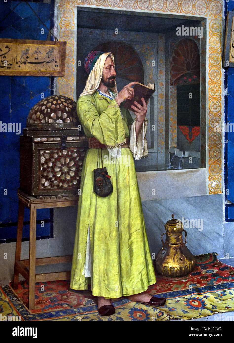 Fountain of Youth ( Arab Reading a Book ) 1904 Osman Hamdi Bey 1842-1910 German Germany Stock Photo