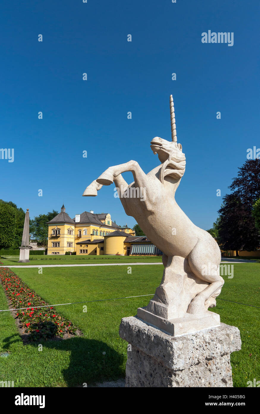 Unicorn Statue in the Pleasure Garden (Ziergarten) of Hellbrunn Palace