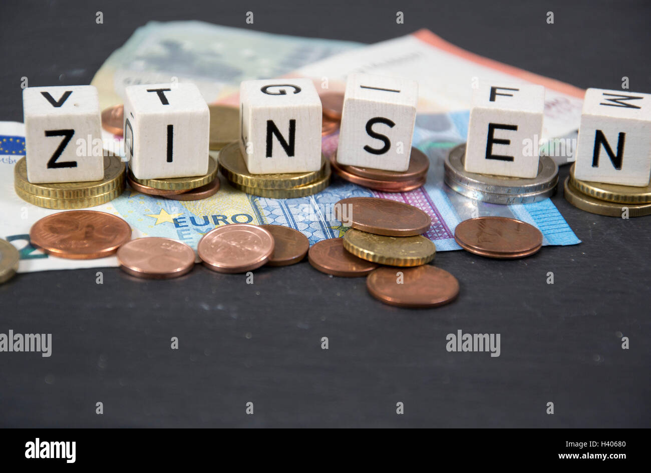 Zinsen-the german word for interest Stock Photo