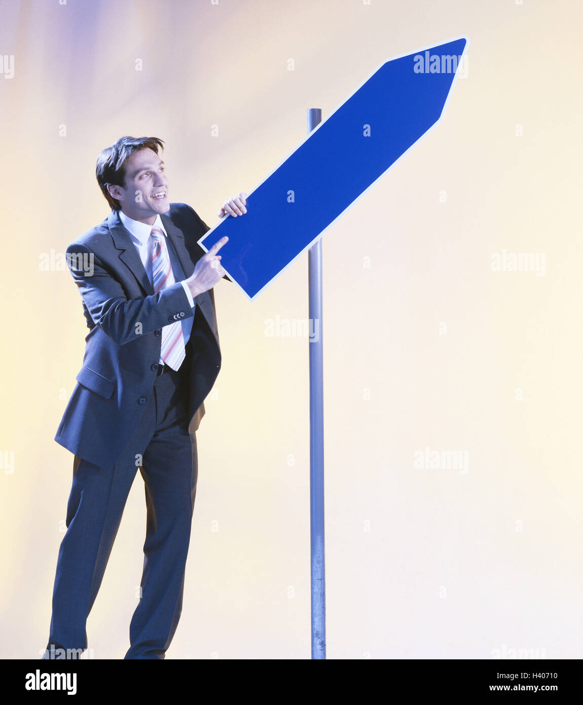 Manager, signposts, unmarked, man, 30 years, businessman, smile, point ...