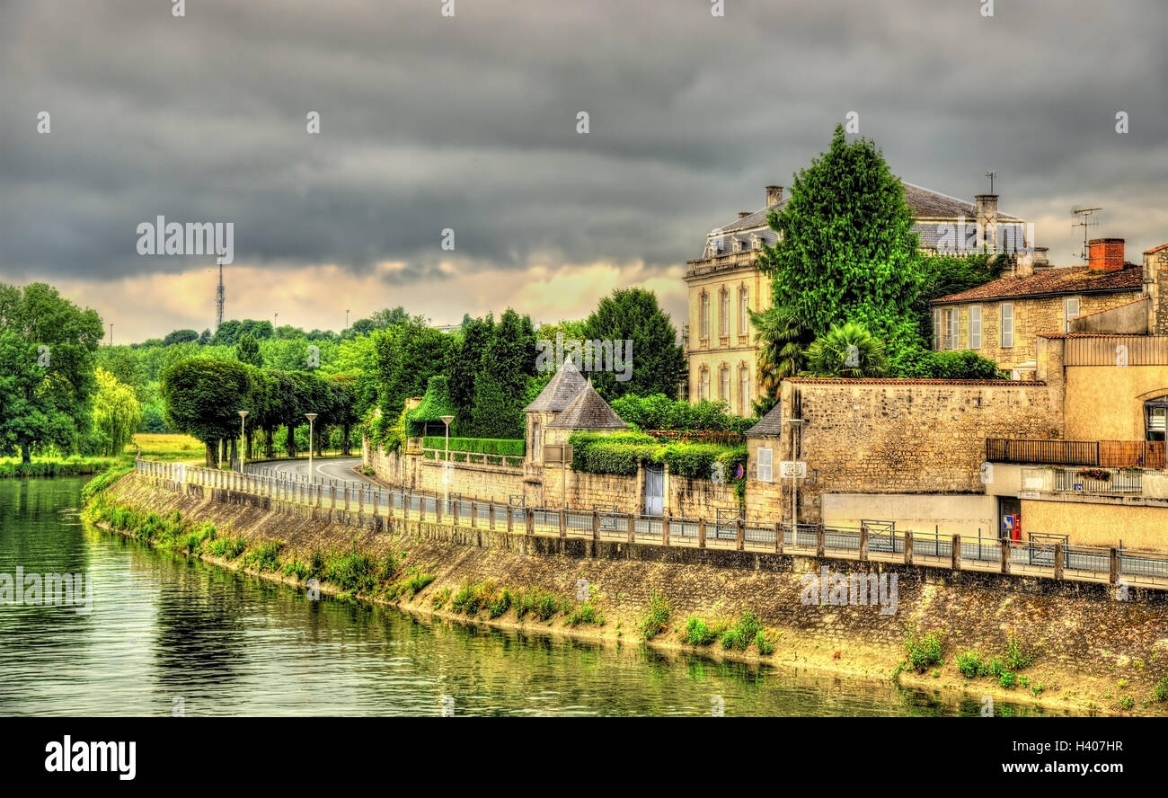 The embankment of the river Charente in Saintes - France Stock Photo