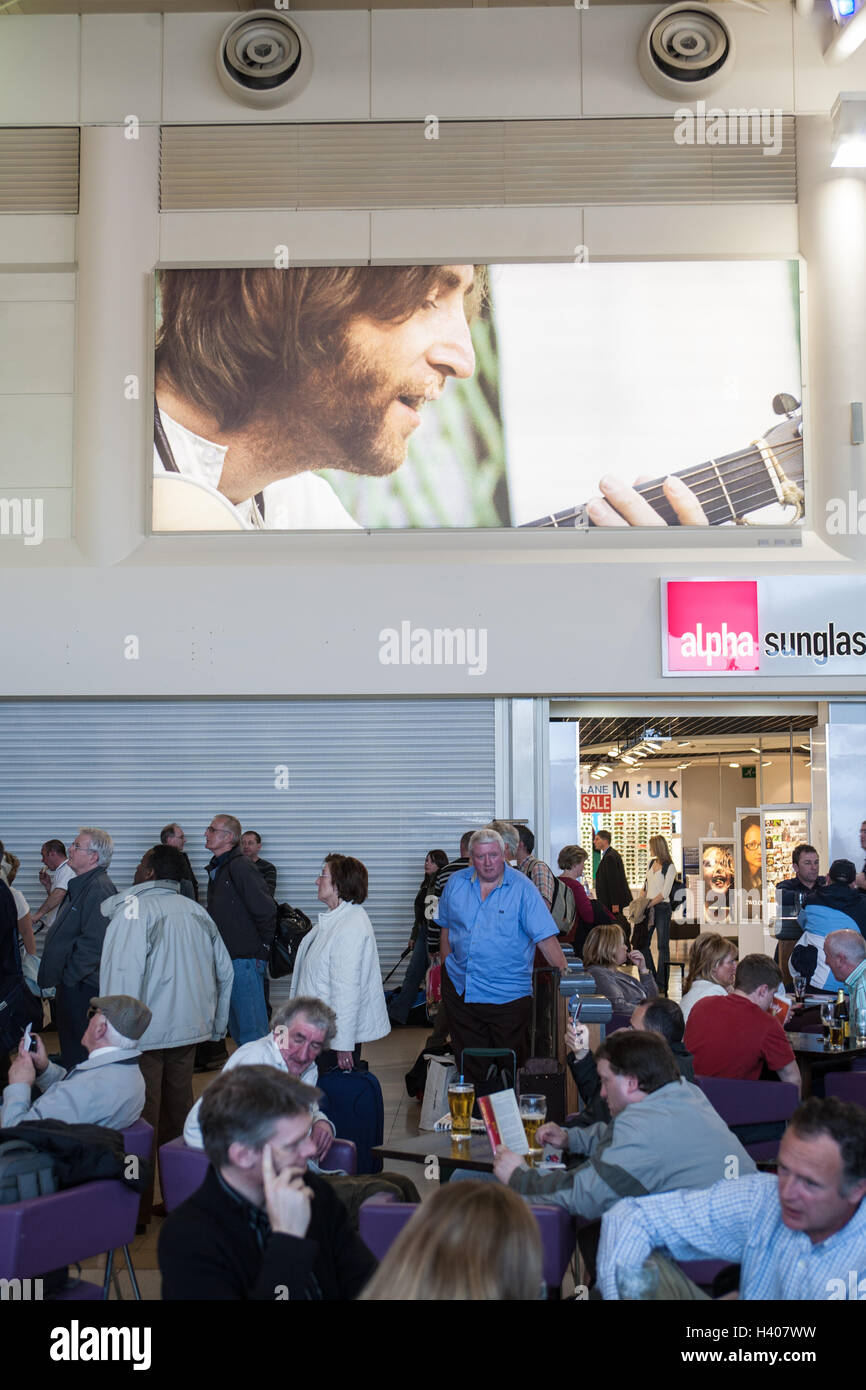 At Departure Lounge at Liverpool John Lennon Airport,Liverpool,England. Stock Photo