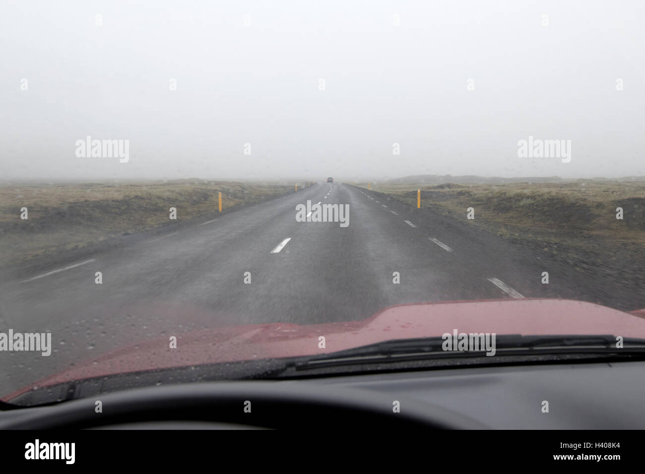 bad driving conditions on the southern lava fields of Iceland Stock Photo