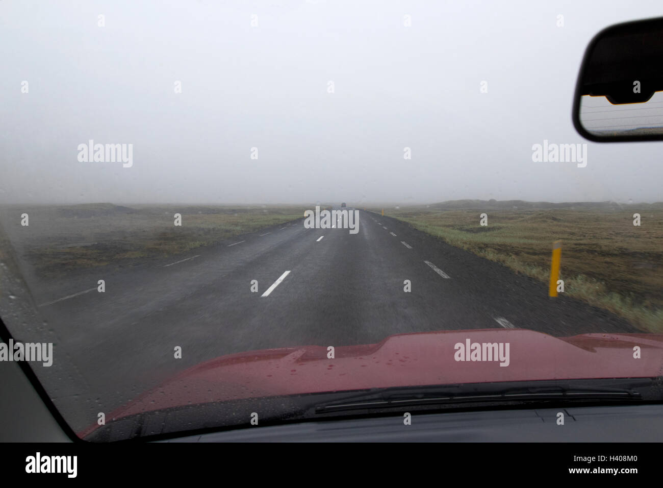 bad driving conditions on the southern lava fields of Iceland Stock Photo