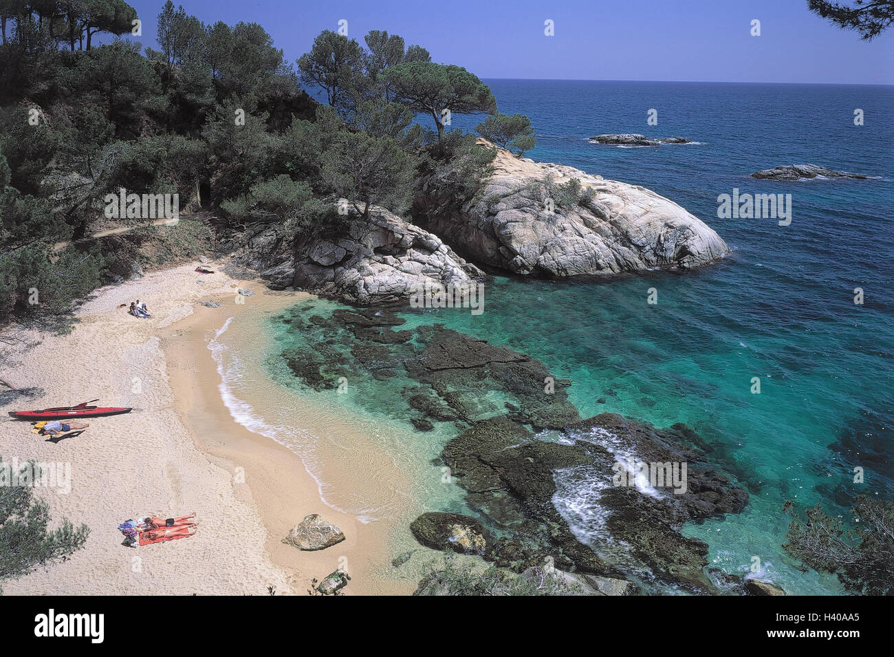 Spain, Costa Brava, Platja de Aro, Cala del Pi, sea, bay, beach, Europe ...