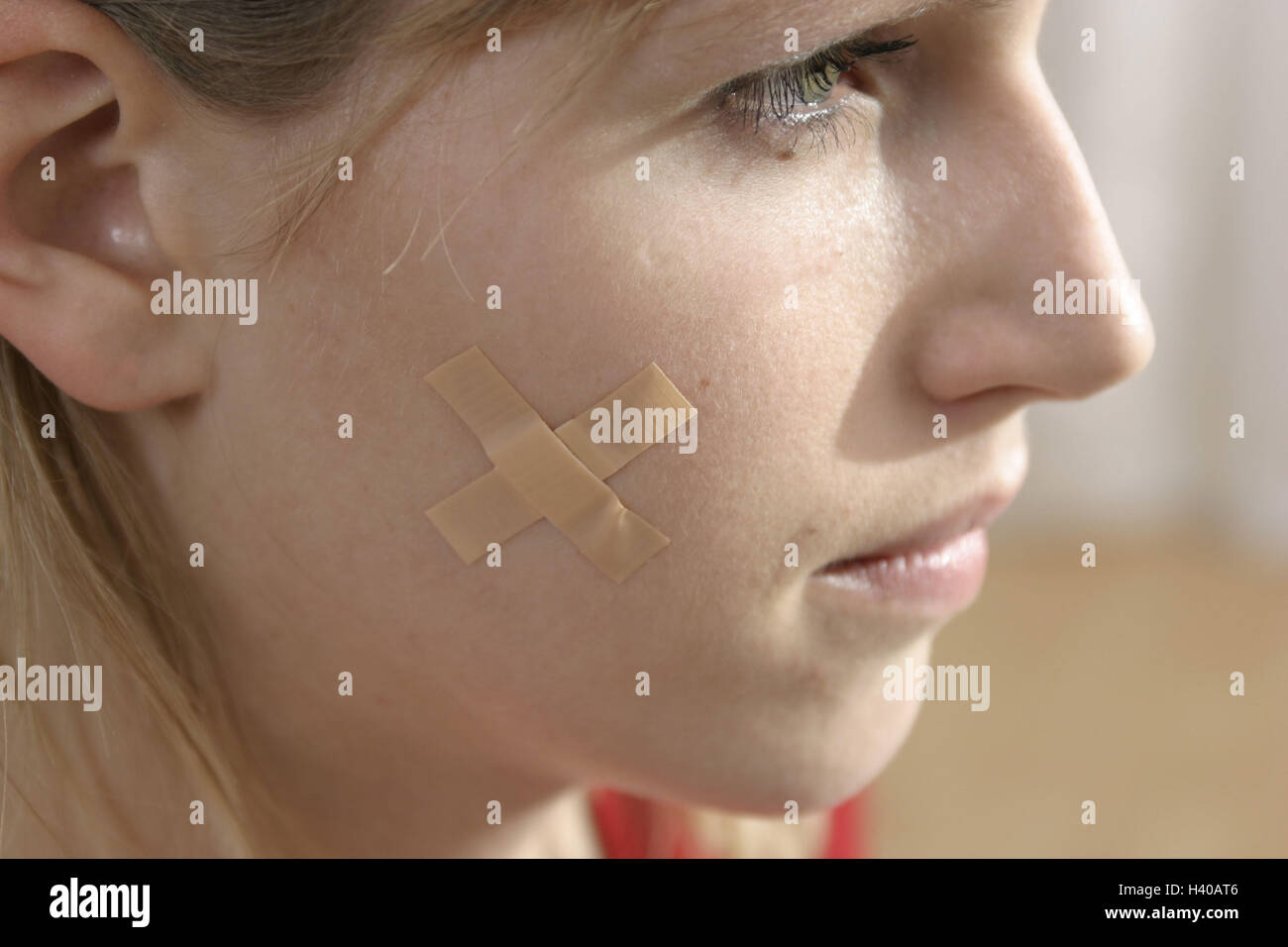 Woman, look, plaster, cheek, page portrait medicine, health, young, 18 ...