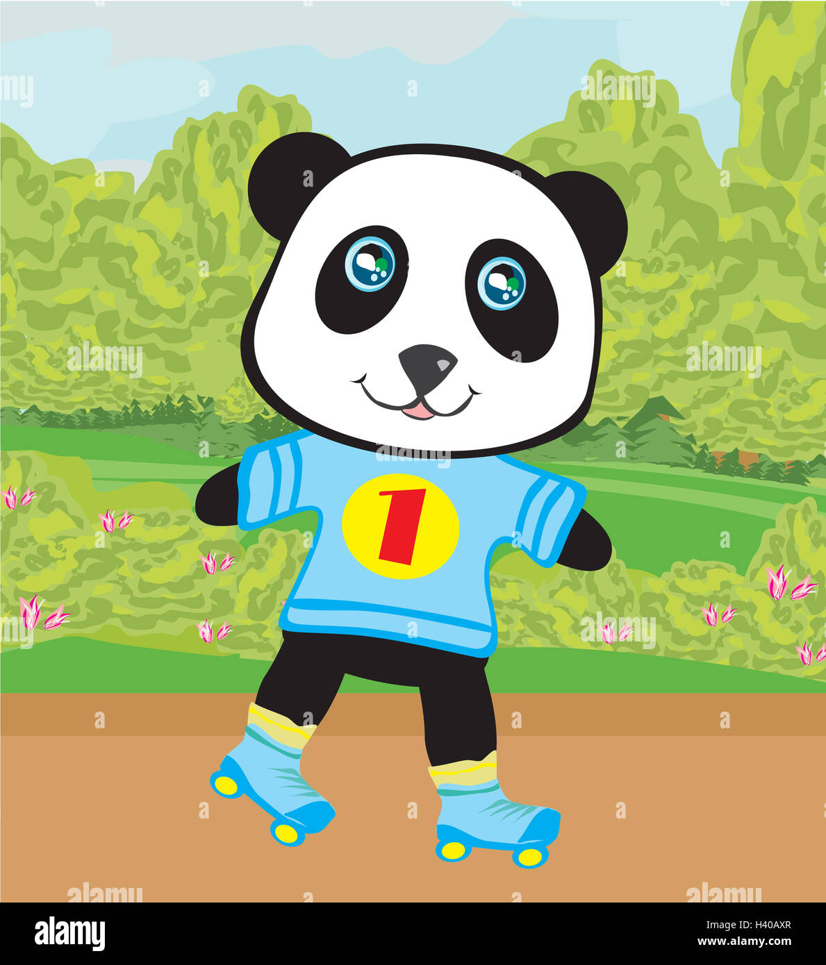 panda roller skating Stock Photo Alamy