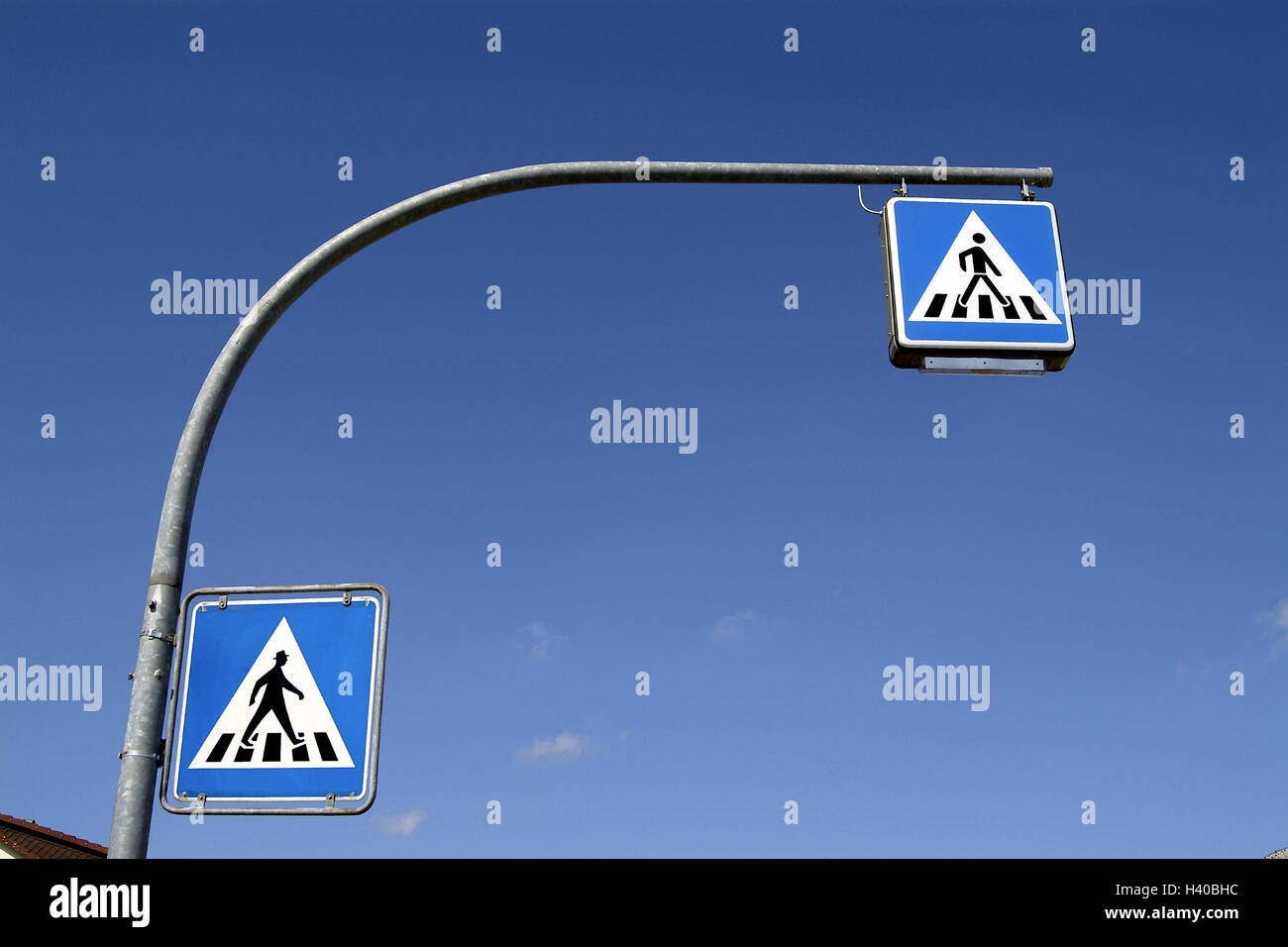 Road signs, pedestrian's crossing, signs, traffic signs, sign, tip, crosswalk, traffic control, icon, pedestrian, go, crossing, Überweg, regulation, security, road safety Stock Photo