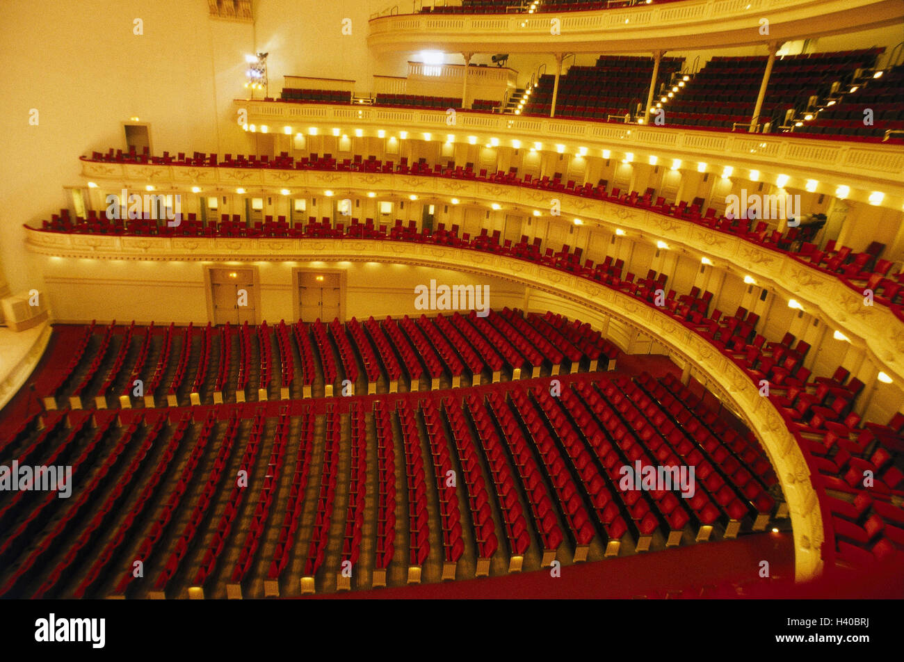 USA, New York city, Carnegie Hall, detail, the United States of America, inside, concert hall, seats, auditorium, lighting Stock Photo