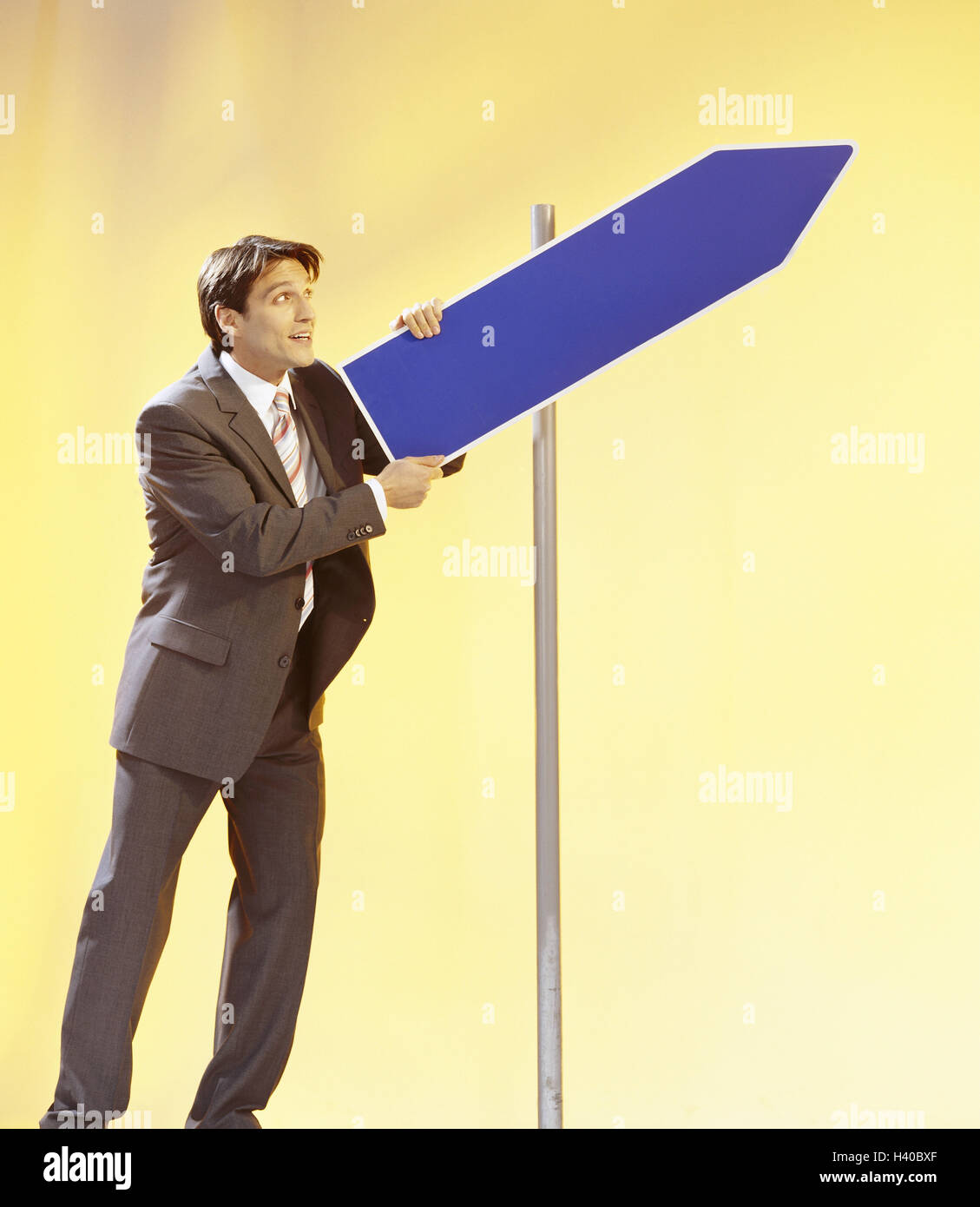 Manager, signposts, unmarked, man, 30 years, businessman, smile, point ...