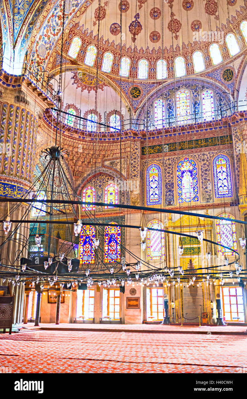 The richly decorated walls and the semidome of the Blue Mosque Stock Photo Alamy