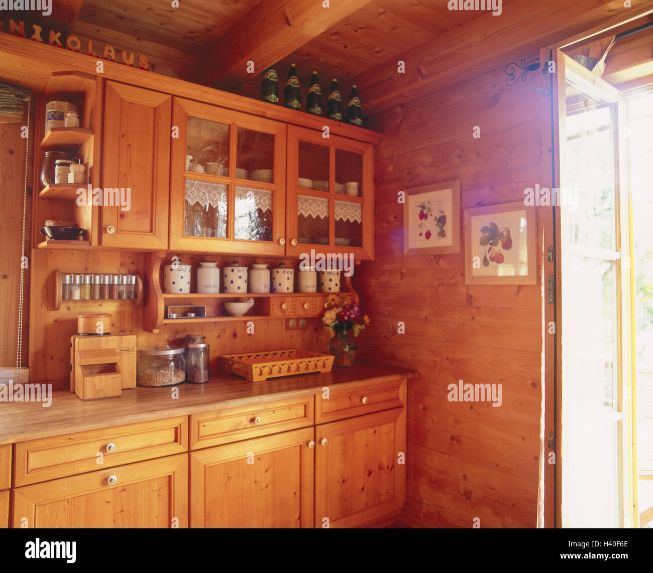 Kitchen Unit Rural Wall Wall Covering Wooden Wooden