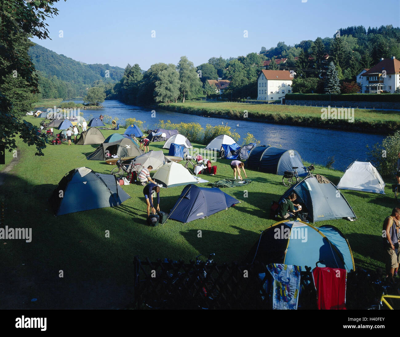 Germany, Lower Bavaria, Passau, Ilz, shore, camp site, Europe, Bavaria,  river, waters, riverside, meadow, tents, camping, camp, leisure time,  vacation, camping holiday, summer, street the emperors and kings Stock  Photo - Alamy