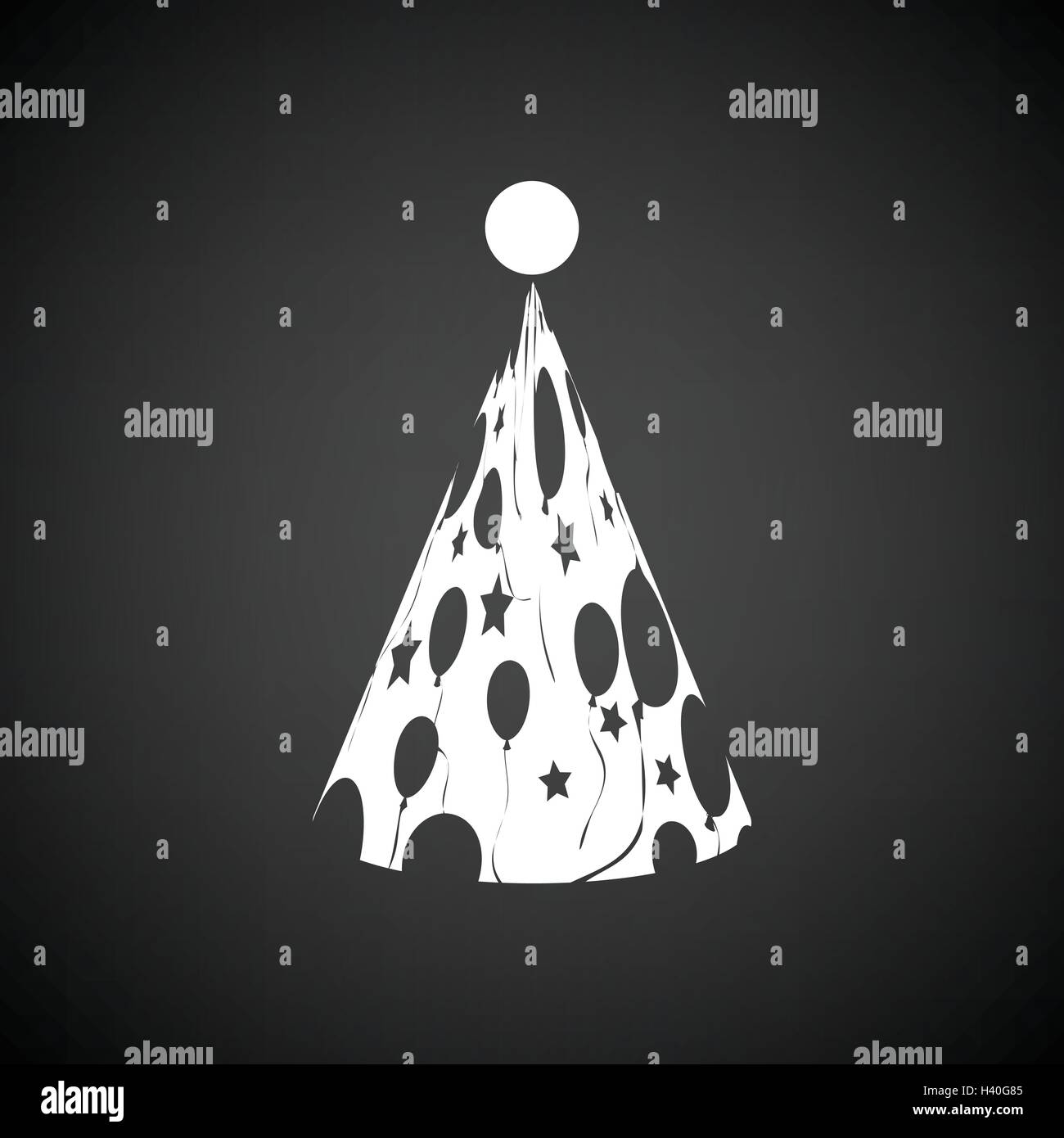 Party cone hat icon. Black background 