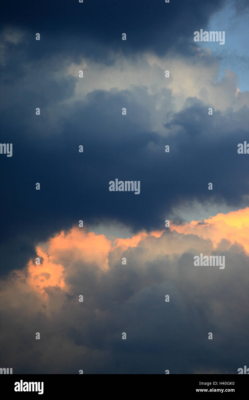 Dramatic sunset sky with clouds Stock Photo